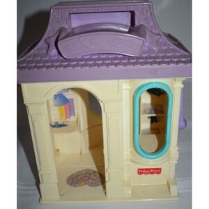 Fisher-Price Cream and Lavender Playhouse Carry-Along Dollhouse